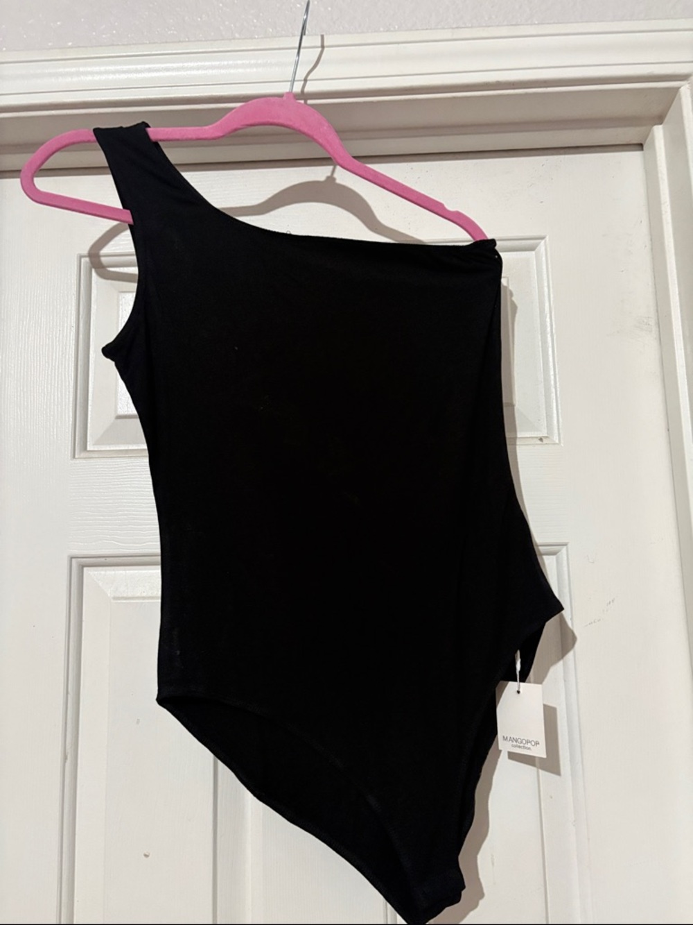 One-Shoulder Black Bodysuit – Women’s Sleek Asymmetric Top